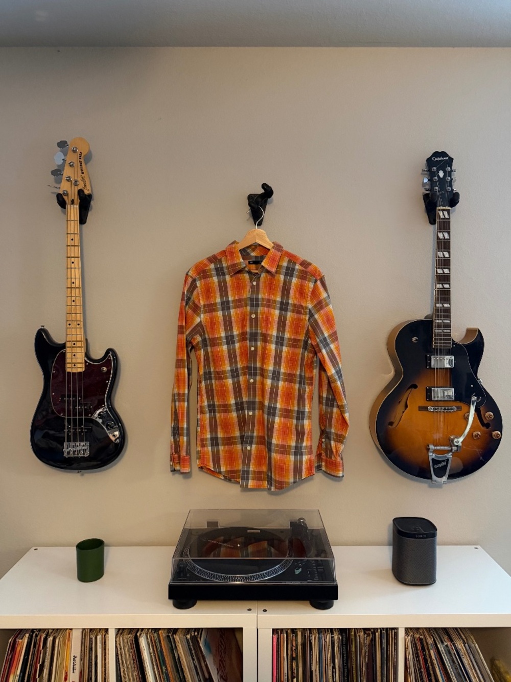 Gap Men's Plaid Button Down Shirt Slim Fit Orange Gray Size M